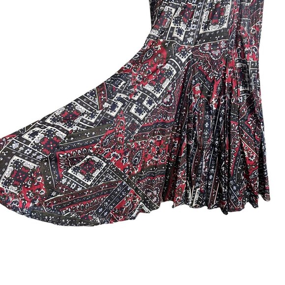 NWT Philosophy Bohemian Strapless Smocked Midi Dress Red & Blue Flowy Cottage SM - Picture 3 of 8